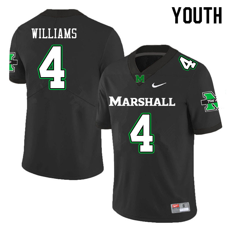 Youth #4 Leanthony Williams Marshall Thundering Herd College Football Jerseys Sale-Black - Click Image to Close